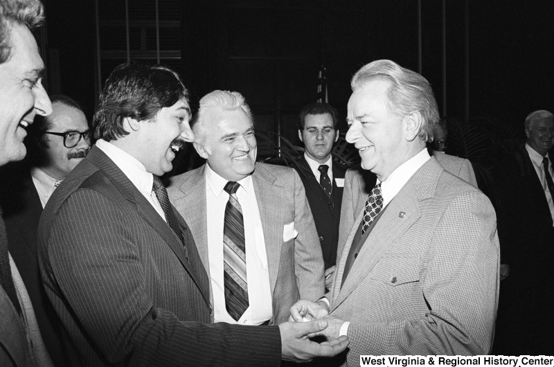 Photograph of Senator Robert C. Byrd, Richard Trumka, and an unidentified person