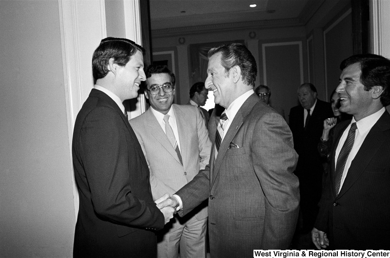 Photograph of Representatives Al Gore and Nick Rahall with actor Danny Thomas