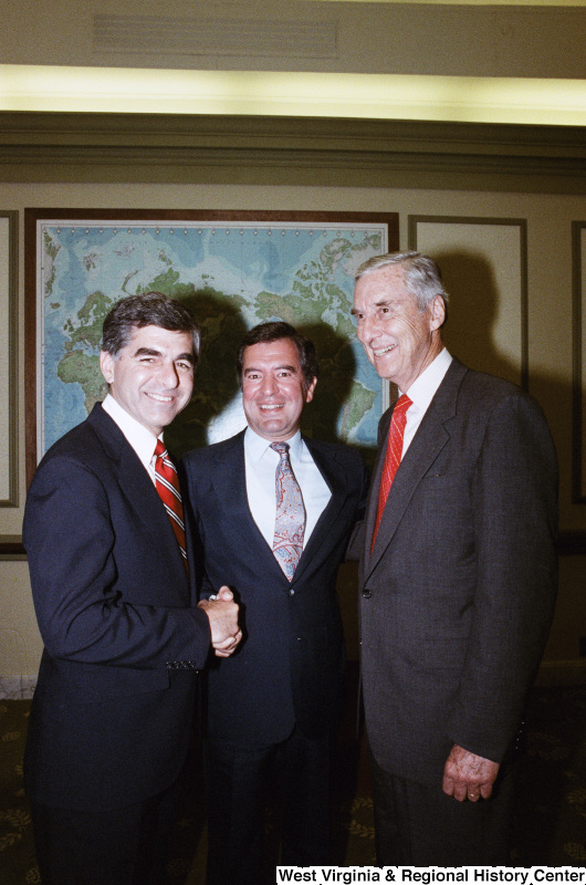 Photograph of Congressman Nick Rahall with two unidentified Senators