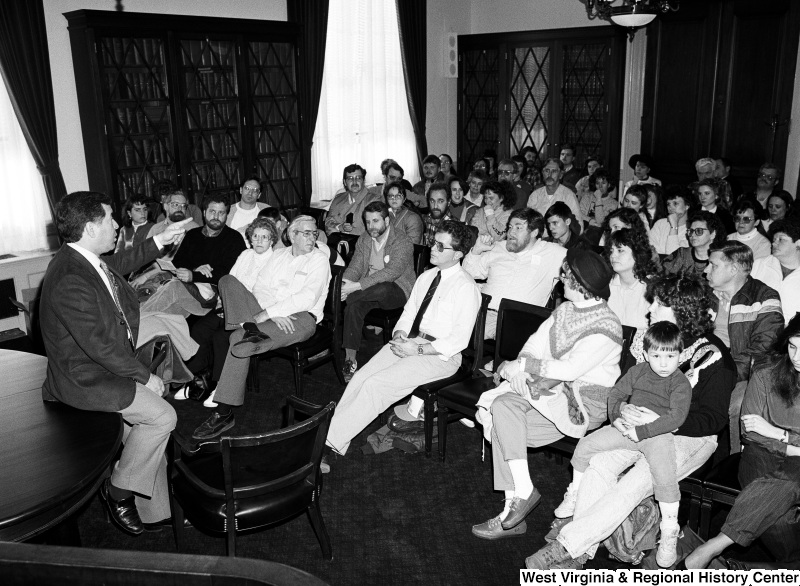 Photograph of Congressman Nick Rahall addressing a group of unidentified people in an unidentified location