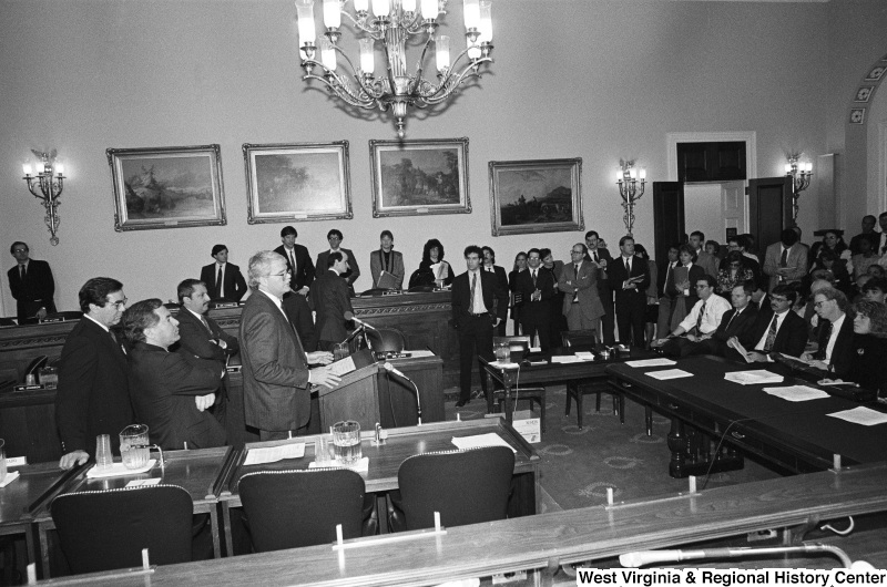 Photograph of Congressmen Nick Rahall, George Miller, Bruce Vento, and Sam Gejdenson