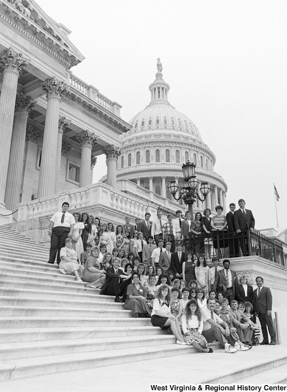 Photograph of Congressman Nick Rahall with an unidentified group at the Capitol