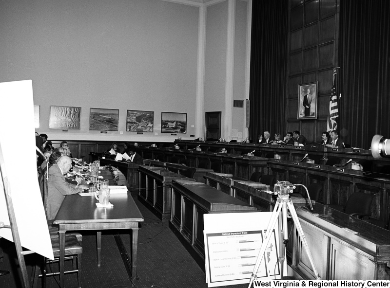 Photograph of unidentified people at an unidentified committee/board hearing