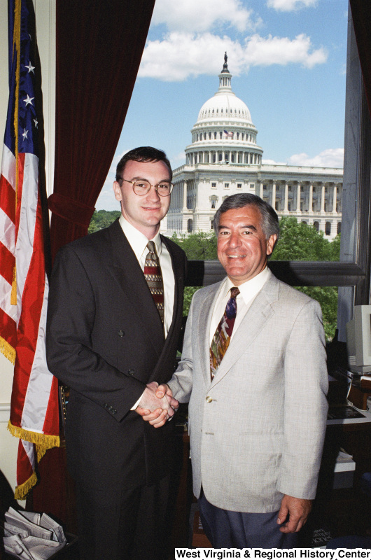 Photograph of an unidentified visitor with Congressman Nick Rahall