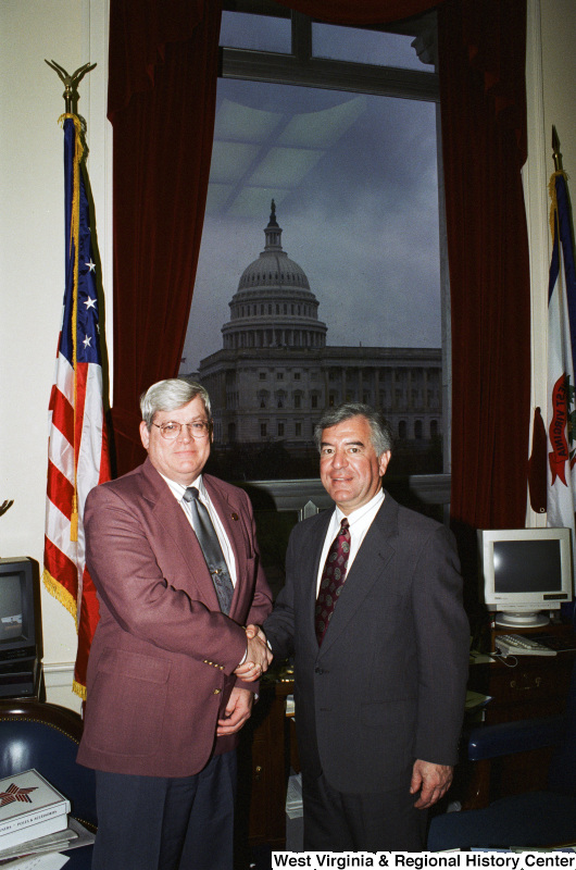 Photograph of Congressman Nick Rahall with an unknown visitor