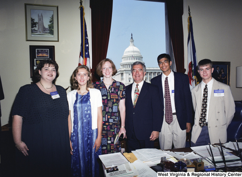 Photograph of Congressman Nick Rahall with students from the American Association of Christian Schools