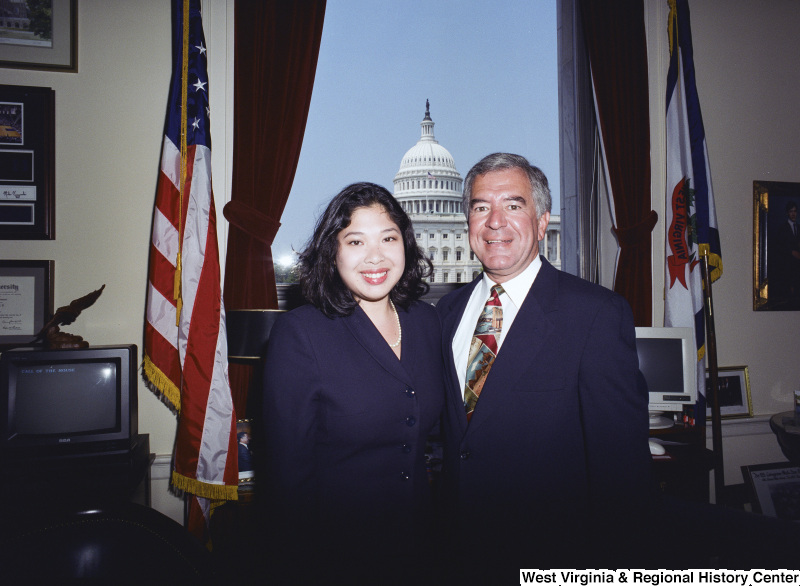 Photograph of an unidentified visitor and Congressman Nick Joe Rahall