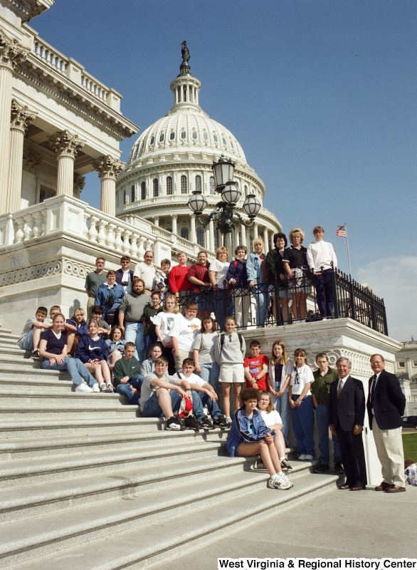 Photograph of a group of unidentified students from an unknown school with Congressman Nick Rahall