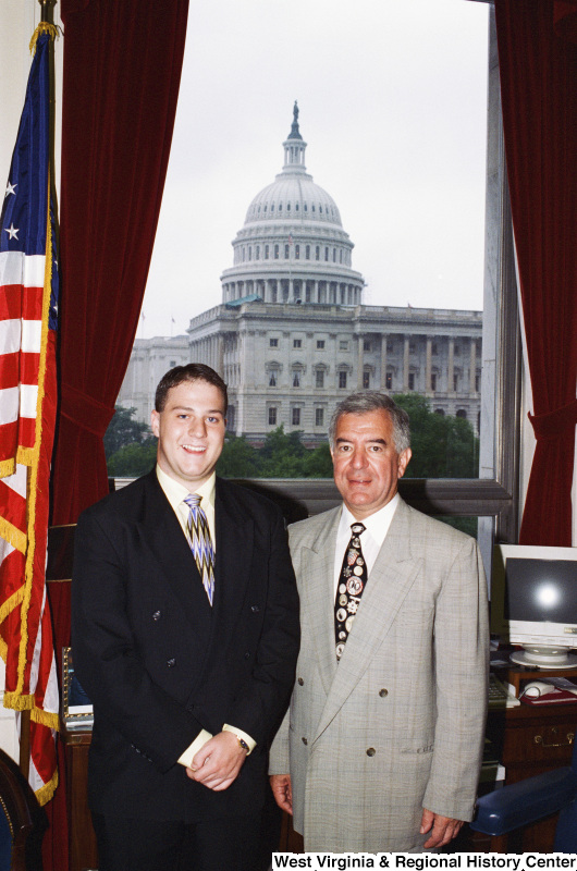 Photograph of an unidentified male visitor to Congressman Nick Rahall's office