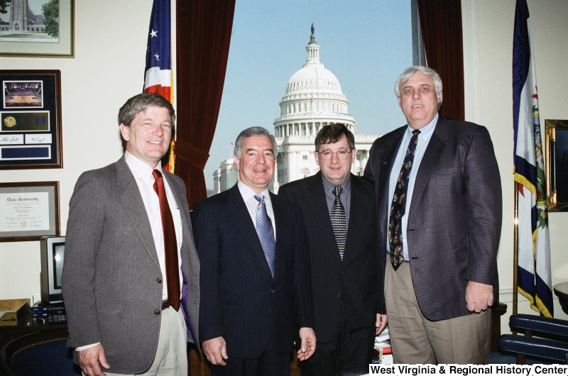 Photograph of Congressman Nick Rahall with Jim Justice and others