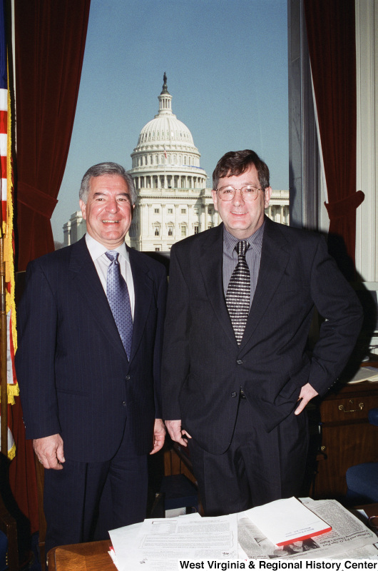 Photograph of an unidentified man visiting the office of Congressman Nick Rahall