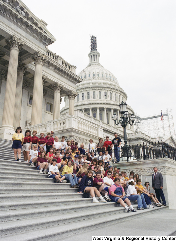 Photograph of Congressman Nick Rahall with an unidentified group of students from an unknown school