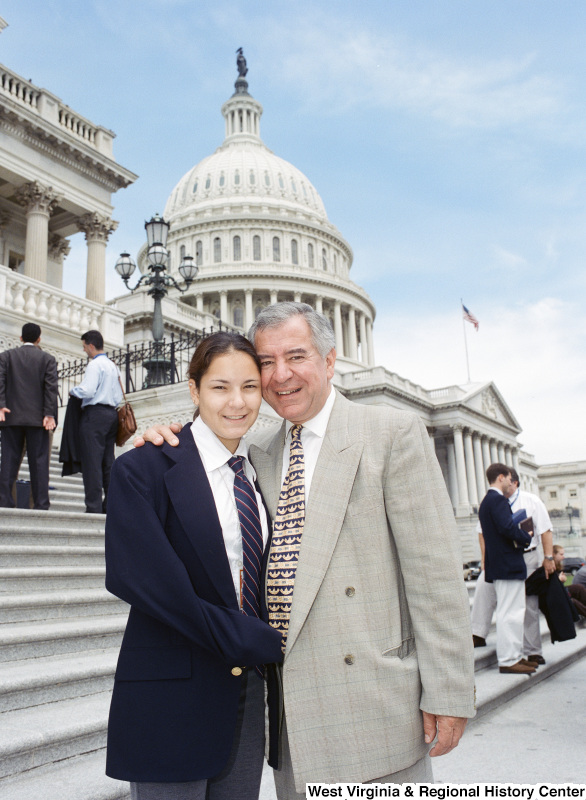 Photograph of Congressman Nick Rahall with an unidentified visitor from the Page Program