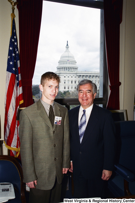 Photograph of Congressman Nick Rahall with Presidential Classroom Candidate Benjamin Wood