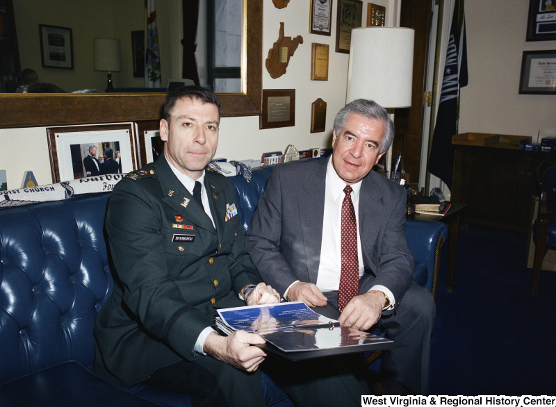 Photograph of Congressman Nick J. Rahall with Military Officer Rivenburgh