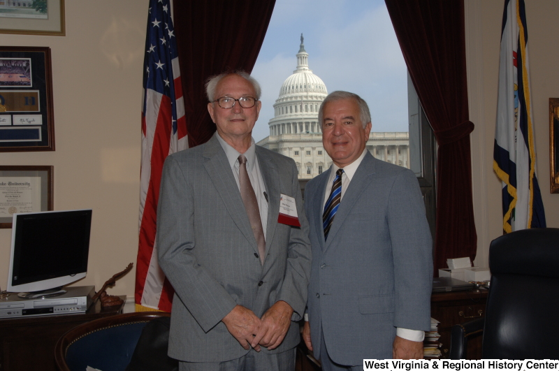 Congressman Rahall stands in his Washington office with Otis Pence.