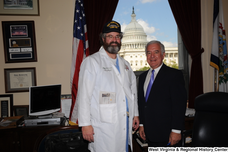 Congressman Rahall stands in his Washington office with Frank J. Kadel, D.O.