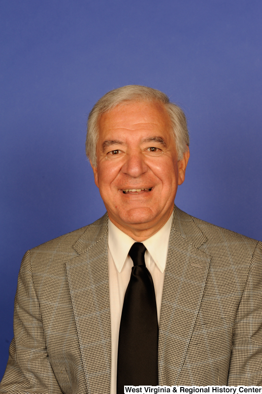 Congressman Rahall poses for his for voting identification photograph.