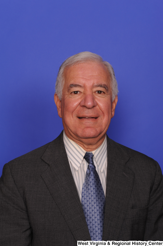 Congressman Rahall poses for a voting identification photograph.