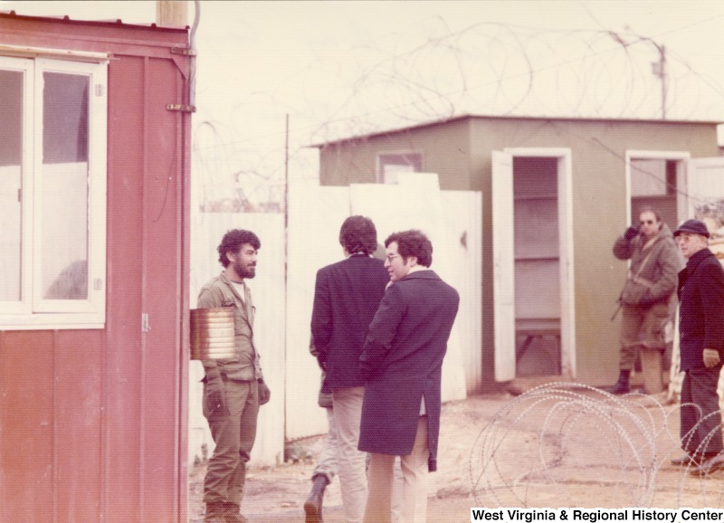 Congressman Nick Rahall and Congressman Toby Moffett touring the Israel Army camp at Metula near "Good Fence" on the border of Lebanon and Israel.