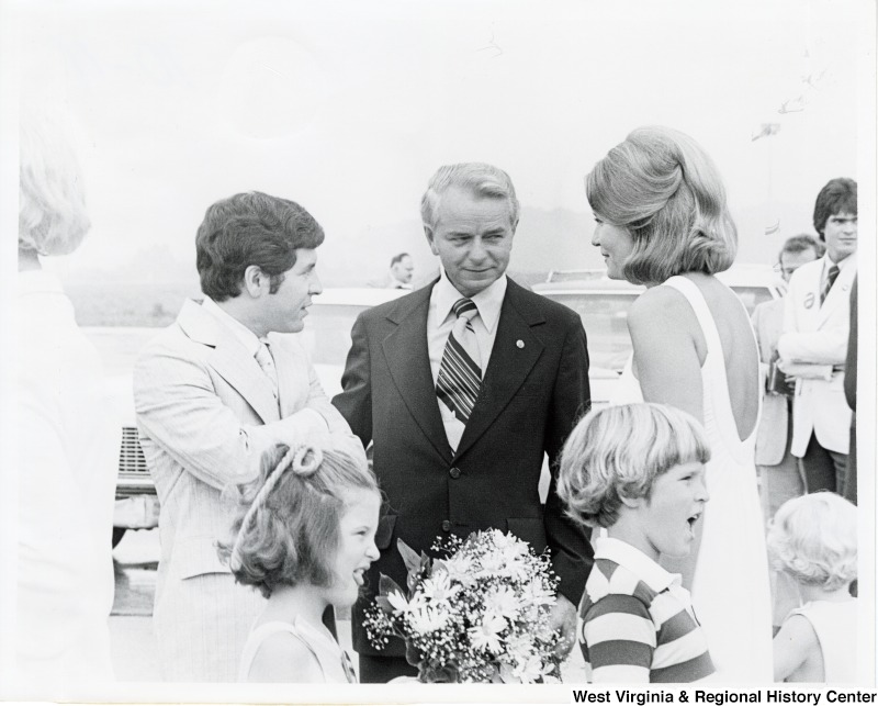 From left to right: Congressman Nick Rahall II; Senator Robert C. Byrd; Sharon Percy Rockefeller and her children.
