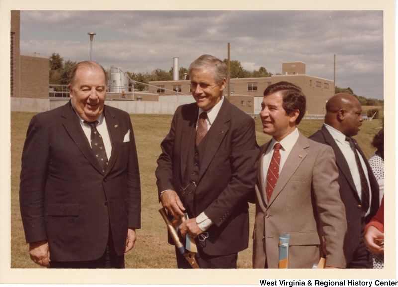 From left to right: Senator Jennings Randolph; an unidentified man; Congressman Nick Rahall II; and an unidentified man.