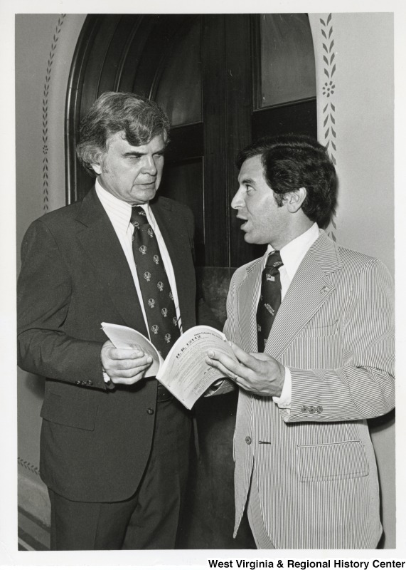 Congressman Al Ullman (D-OR) and Congressman Nick Rahall (D-WV) looking at a bill H.R. 12112.