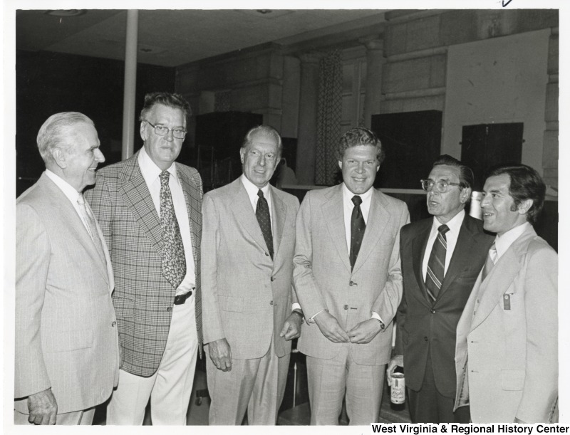 From left to right: Congressmen Bill Natcher (D-KY); Herb, new byn?; Senator Richard Stafford (R-UT); Congressman Norm Dicks (D-WA); Congressman Ed Boland (D-MA); and Congressman Nick Rahall (D-WV) at the House byn? Party.