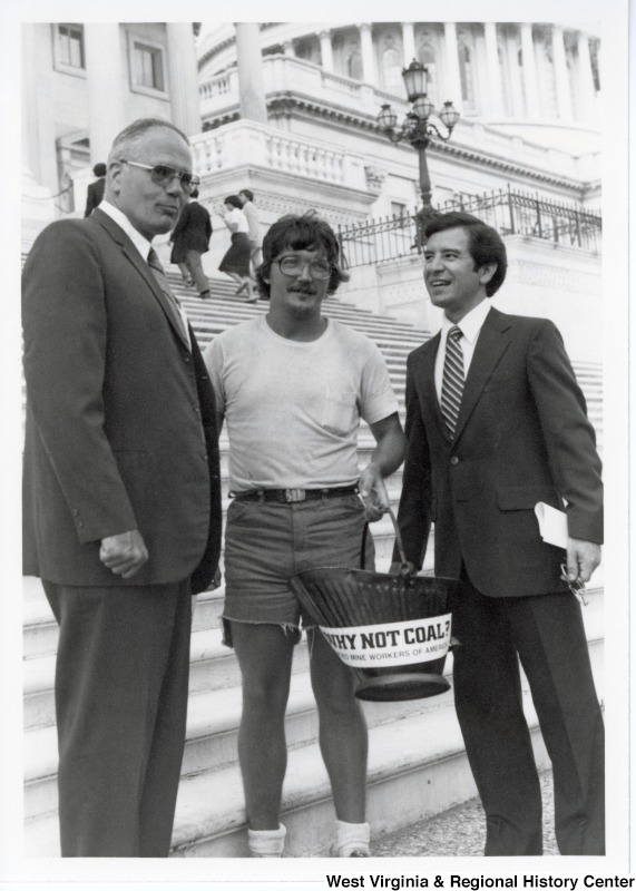 From left to right: Congressman John Dingell (D-MI); Buck Stover, from Mullens, W.Va.; and Congressman Nick Rahall (D-WV). Buck walked to Washington, D.C. on behalf of coal.