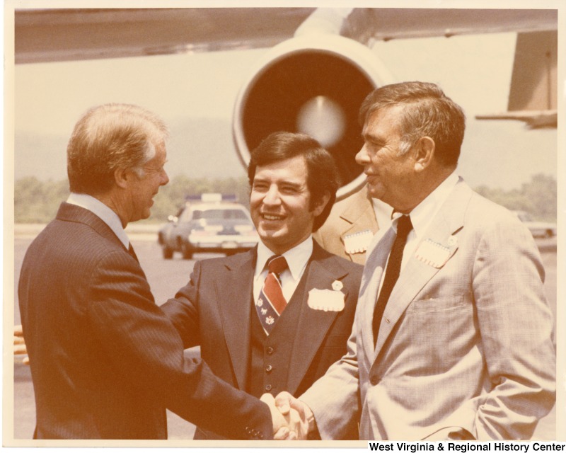 From left to right: President Jimmy Carter, Congressman Nick Rahall II, and Congressman John Slack in Charleston, WV.