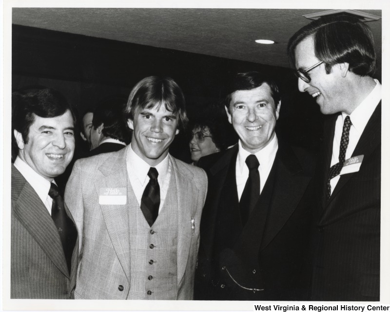 From left to right: Congressman Nick Rahall II (D-WV); Matt Barr, Pittsburgh Steelers Football player; Congressman Austin Murphy (D-PA); and Governor Jay Rockefeller at Congressman Murphy's fundraiser for the Democrats club.