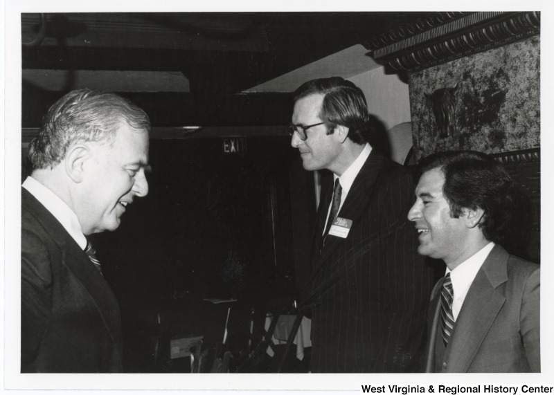 From right to left: Congressman Nick Rahall II; Governor John "Jay" Rockefeller IV; and an unidentified man at the 32nd fundraising party at the Democratic Club.