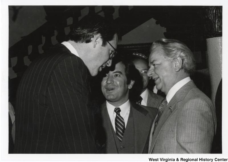 From left to right: Governor John "Jay" Rockefeller IV: Congressmen Nick Rahall II (D-WV); Congressman James "Jim" Jones (D-OK); and Senator Robert C. Byrd (D-WV) at the 32nd fundraising party at the Democratic Club.