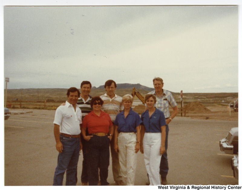 Congressman Nick Rahall, II (left) and three unidentified men and three unidentified women on a tour at Rocky Mountain Energy Company.