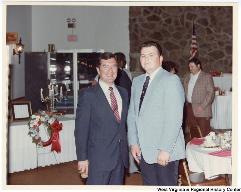 Congressman Nick Rahall, II (left) and David Gentry, member of Black Diamond Lodge Number 81, Beckley, West Virginia at a ceremony for the West Virginia Fraternal Order of Police.