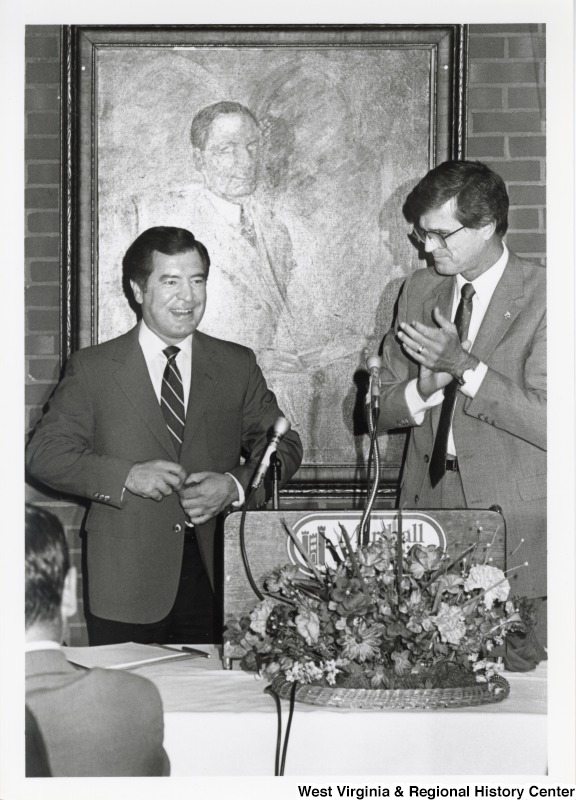 Congressman Nick Rahall with Dale Frederick Nitzchke, Marshall University President during an official visit to Marshall University.