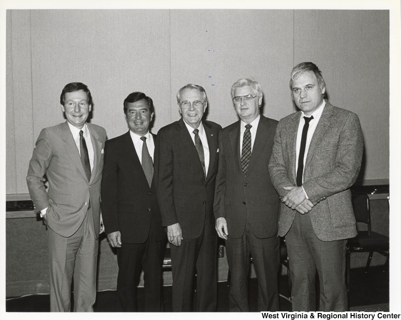 From left to right, Senator Mitch McConnell (R-KY); Congressman Nick Rahall (D-WV); Senator Wendell Ford (D-KY); Congressman Harold "Hal" Rogers (R-KY); Congressman James Traficant (D-OH) at Coal Summit II