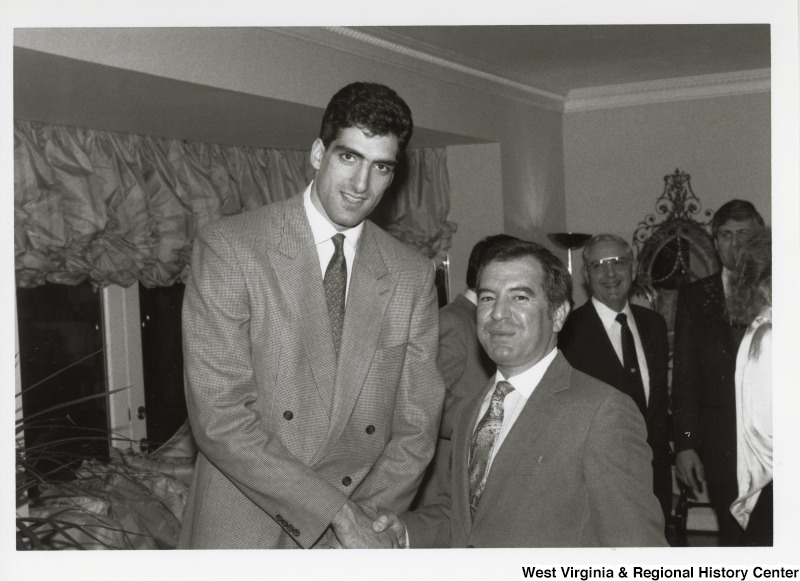 Congressman Nick Rahall with an unidentified student during a dinner in Washington, DC.