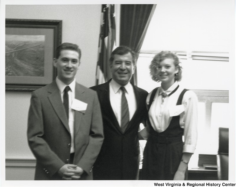 Congressman Nick Rahall (D-WV) with two unidentified students at his United States Capitol office