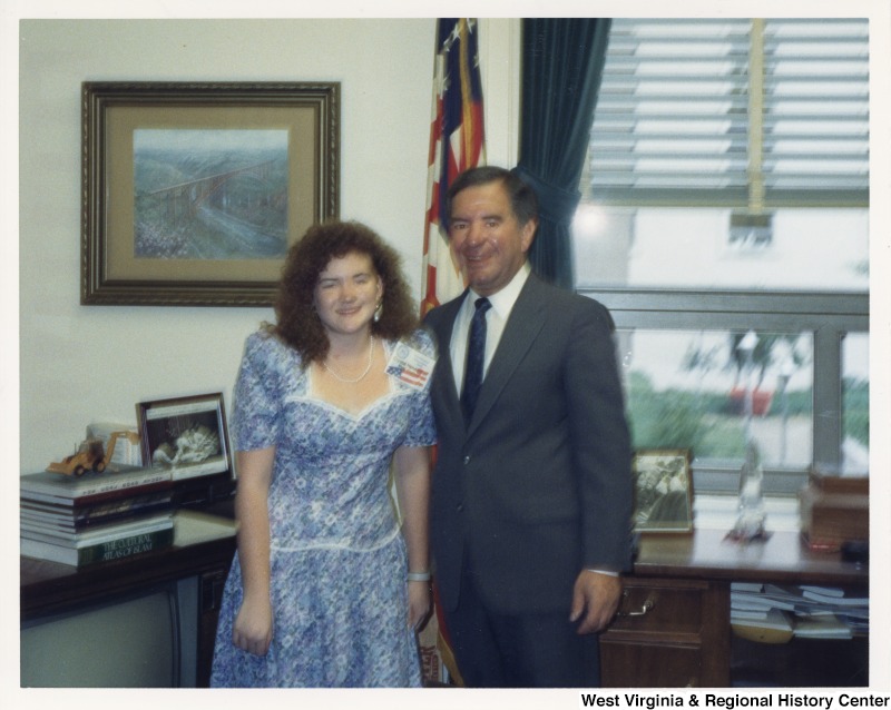 Congressman Nick Rahall (D-WV) with Crystal Henderson in U.S. Capitol office.