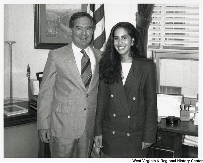 On the left, Representative Nick J. Rahall (D-W.Va.) stands for a photogrpah with an unidentified woman.
