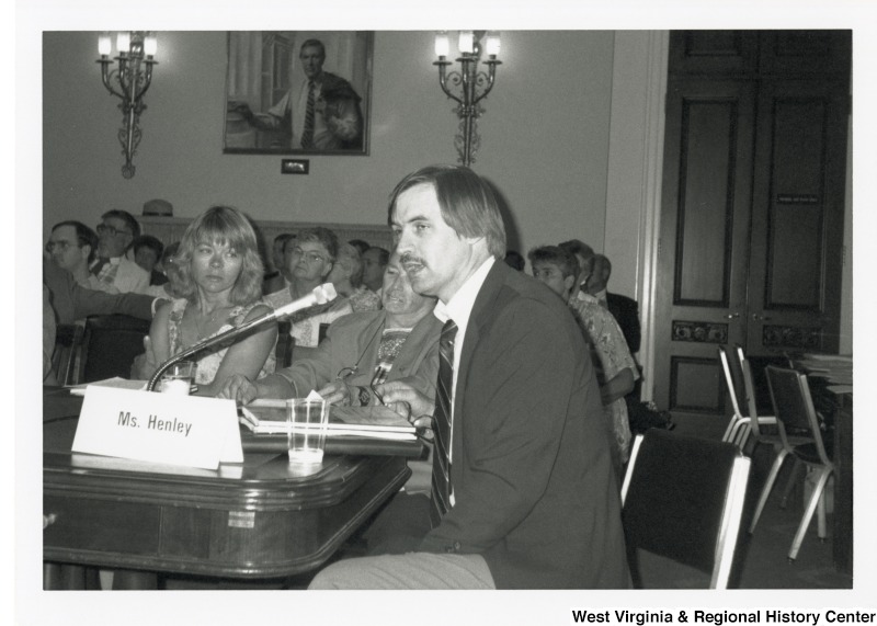 An unidentified man speaking at a hearing for the West Virginia Rivers Conservation Act of 1993.