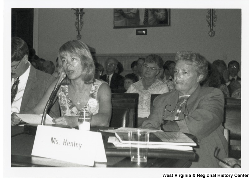 Ms. Henley speaking at a hearing for the West Virginia Rivers Conservation Act of 1993.