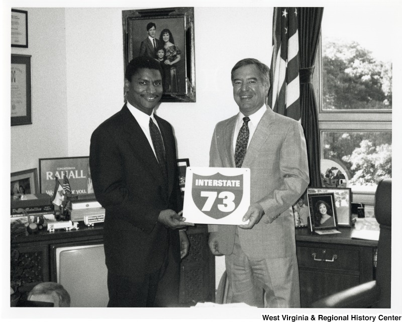 Congressman Nick Rahall (D-WV) with former Secretary of Transportation Rodney Slater in his office.