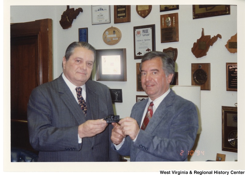 Congressman Nick Rahall (D-WV) with Brazilian Ambassador, Paulo Tarso Flecha de Lima in his office.