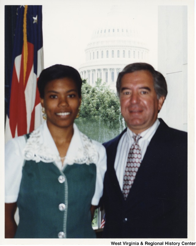 Congressman Nick Rahall (D-WV) with an unidentified female intern at his D.C. office.