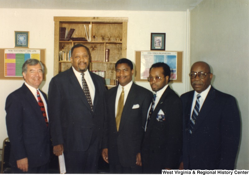 From left to right; Congressman Nick Rahall (D-WV), unidentified man, United States Secretary of Transportation Rodney Slater, two unidentified men.