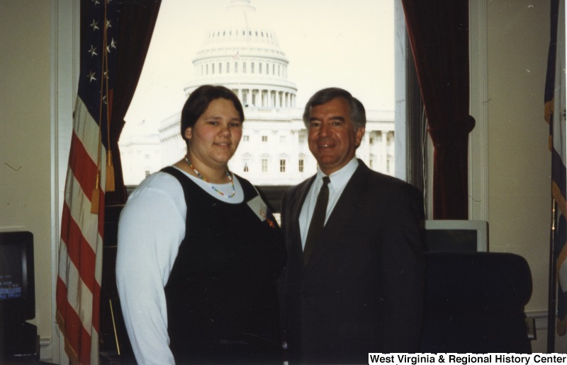 Congressman Nick Rahall (D-WV) with an unidentified student in his D.C. office.