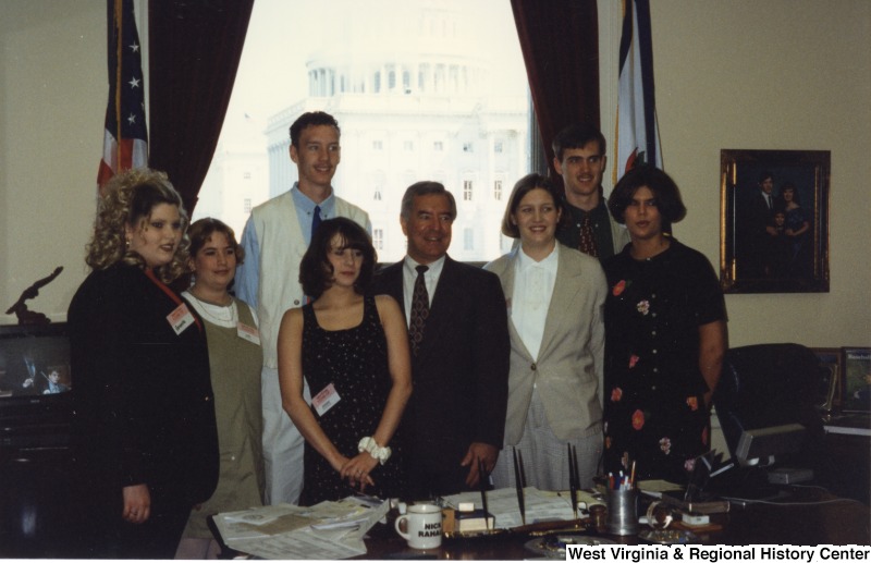 Congressman Nick Rahall (D-WV) with an unidentified National 4-H Club Foundation of America group in his D.C. office.