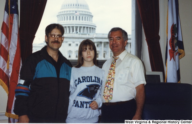 Congressman Nick Rahall (D-WV) with Tony Reed and his daughter in his D.C. office.